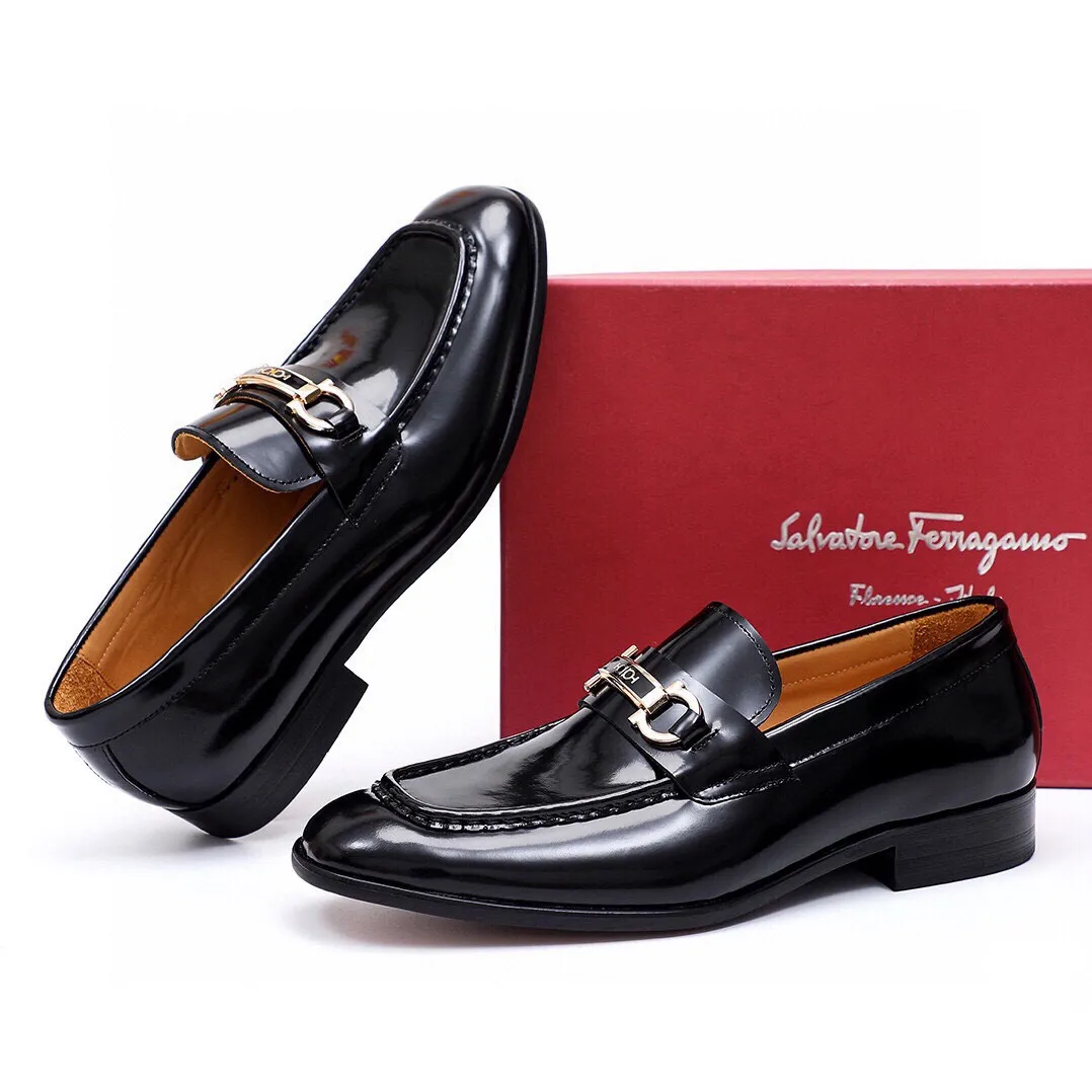 Men's Men's Shoes 💰540 💐[Ferragamo/Ferragamo] New 🐲Ferragamo* Ferragamo classic formal leather shoes! It is made of imported first-layer open-edge beaded cowhide leather upper + luxurious hardware buckle, and the inner layer is comfortable first-layer cowhide 🐂 leather lining! Original wear-resistant rubber outsole! Code number 38-44 (45🉑️customized)